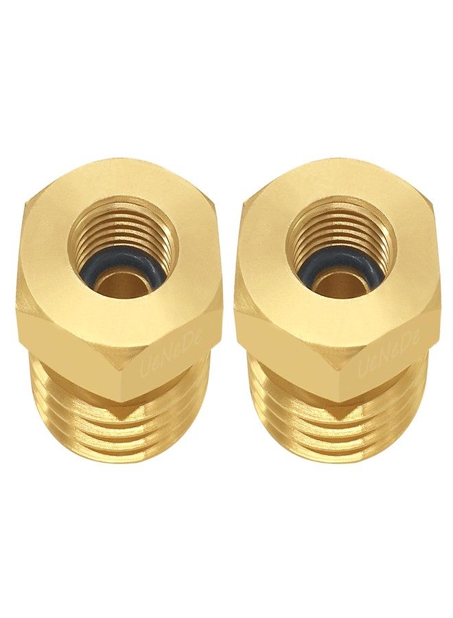 Uenede 2PCS Water Line Adapter, 3/4"GHT Male to 3/8" Compression Female Reducer Bushing, Brass Fitting for Kitchen Bathroom Faucet Supply Line Hose Stop Valve to Garden Hose with Rubber Washer - Image 1